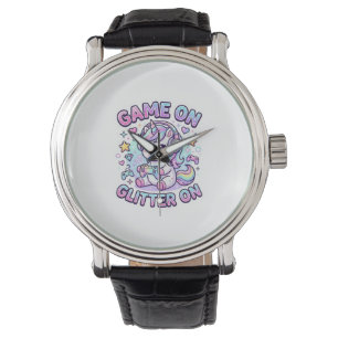Enhörning Spel På Glitter På Grafisk Design Merch Armbandsur