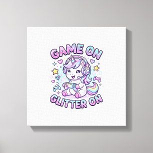 Enhörning Spel På Glitter På Grafisk Design Merch Canvastryck