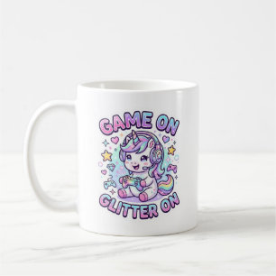 Enhörning Spel På Glitter På Grafisk Design Merch Kaffemugg
