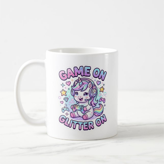Enhörning Spel På Glitter På Grafisk Design Merch  Kaffemugg (Vänster)