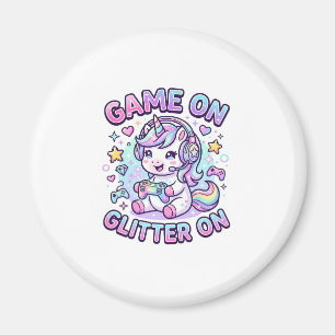 Enhörning Spel På Glitter På Grafisk Design Merch Magnet
