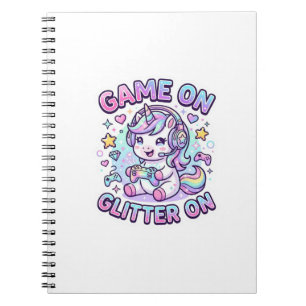 Enhörning Spelet På Glitter På Grafisk Design Merc Anteckningsbok
