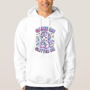 Enhörning Spelet På Glitter På Grafisk Design Merc Hoodie