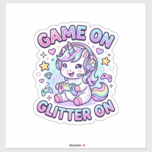 Enhörning Spelet På Glitter På Grafisk Design Merc Klistermärken