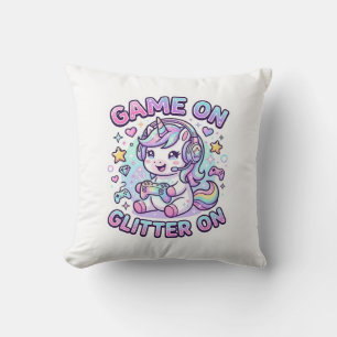 Enhörning Spelet På Glitter På Grafisk Design Merc Kudde