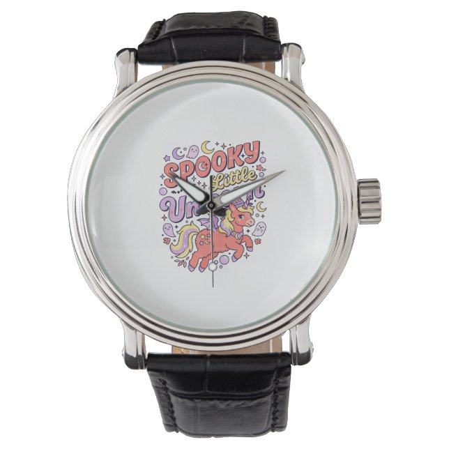 Enhörning Spöklik liten enhörning Whimsical vit ba Armbandsur (Framsida)