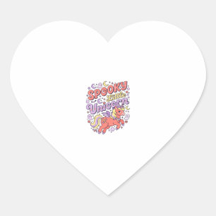 Enhörning Spöklik liten enhörning Whimsical vit ba Hjärtformat Klistermärke