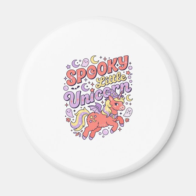 Enhörning Spöklik liten enhörning Whimsical vit ba Magnet (Framsidan)