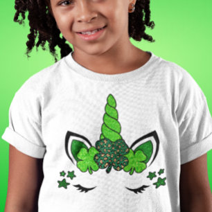 Enhörning St. Patrick's Day Grön Shamrock T Shirt