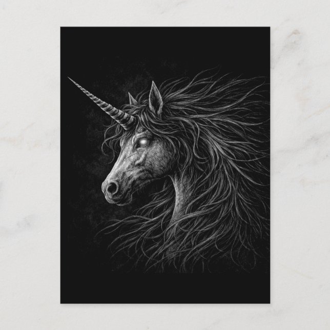 Enhörning stil medeltida fantasy grunge konst vykort (Framsida)