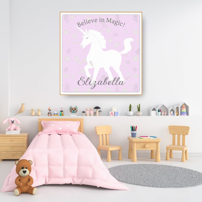 Enhörning Stjärnor Mjuk Rosa Barnnamn Poster (Skapare uppladdad)