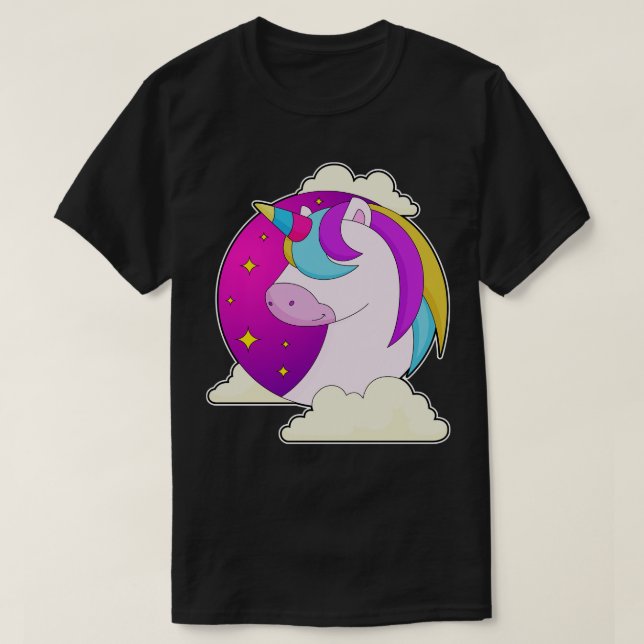Enhörning Stjärnor Moln T Shirt (Design framsida)
