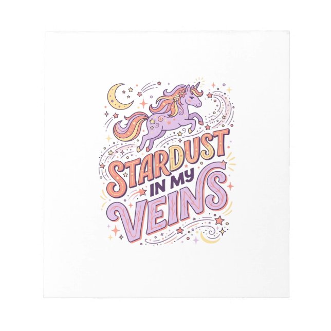 Enhörning Stjärnstoft i Mina Ådror Whimsical Merch Anteckningsblock (Framsida)
