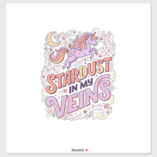 Enhörning Stjärnstoft i Mina Ådror Whimsical Merch Klistermärken