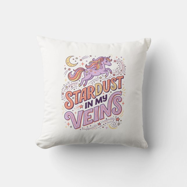 Enhörning Stjärnstoft i Mina Ådror Whimsical Merch Kudde (Framsida)