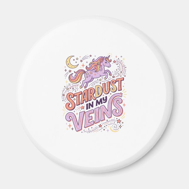 Enhörning Stjärnstoft i Mina Ådror Whimsical Merch Magnet (Framsidan)