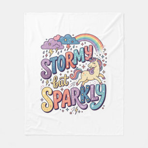 Enhörning Stormig men Gnistrande Whimsical Merch D Fleecefilt