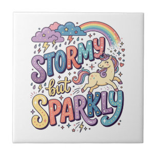 Enhörning Stormig men Gnistrande Whimsical Merch D Kakelplatta