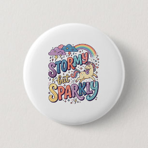 Enhörning Stormig men Gnistrande Whimsical Merch D Knapp