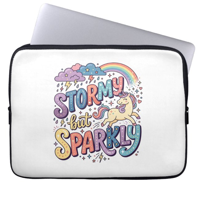 Enhörning Stormig men Gnistrande Whimsical Merch D Laptop Fodral (Framsidan)