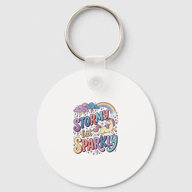 Enhörning Stormig men Gnistrande Whimsical Merch D Nyckelring (Framsida)