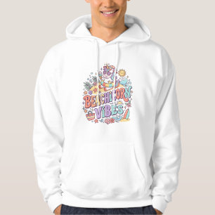 Enhörning Strandhörning Vibbar Whimsisk Vit Bakgru Hoodie