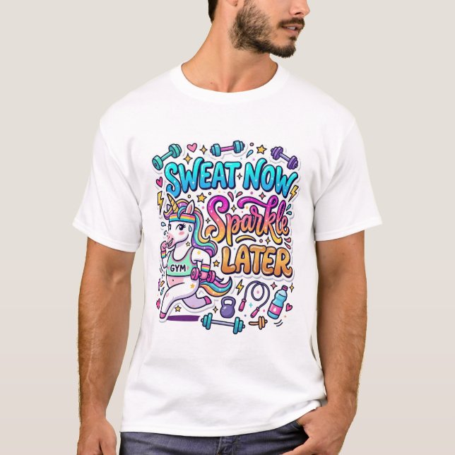 Enhörning Svett Nu Gnistra Sen Gåva Idé Vector D T Shirt (Framsida)