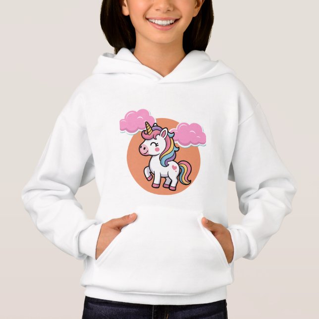 Enhörning T-Shirt för Barn med Moln (Framsida)