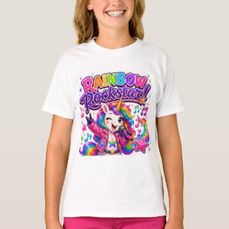 Enhörning T-shirt för regnbågsrockstjärna