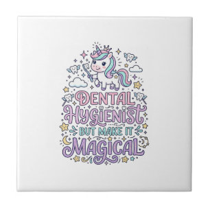 Enhörning Tandhygienist men gör det Magiskt Sött Kakelplatta