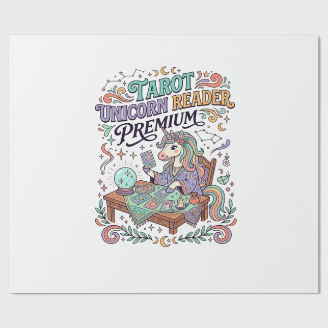 Enhörning Tarot Enhörning Läsare Premium Kawaii Kl Presentpapper (Platt)