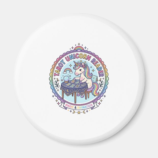 Enhörning Tarot Enhörning Läsare Rolig Tröja Grafi Magnet (Framsidan)