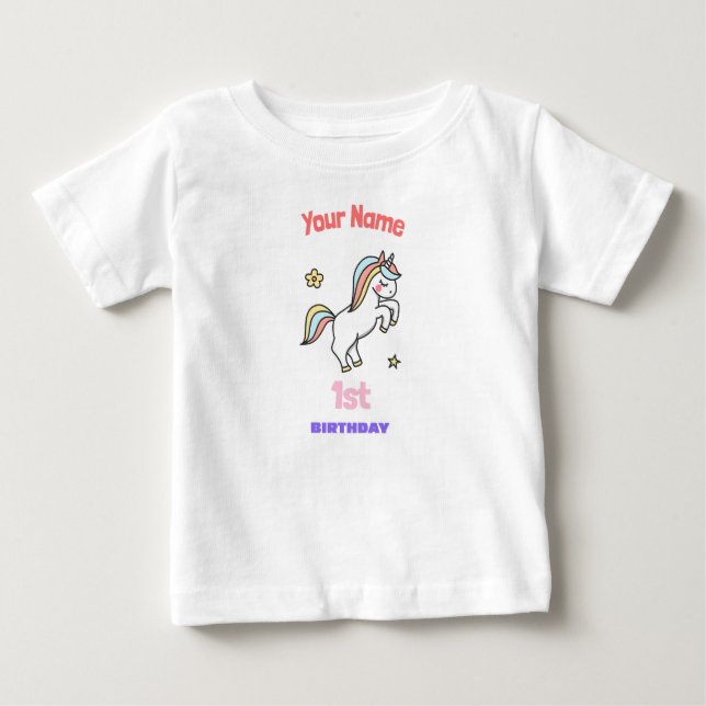 Enhörning till 1-årsdag t shirt (Framsida)