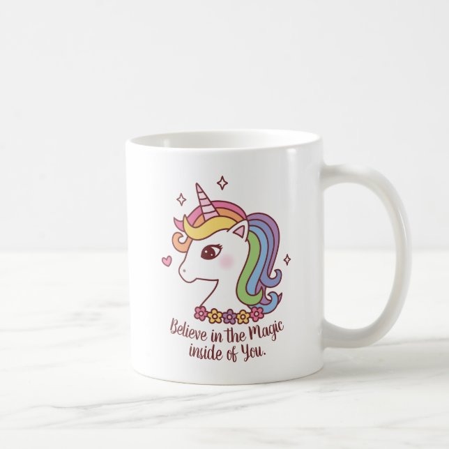Enhörning Tro På Magin Inuti Dig Citat Kaffemugg (Höger)