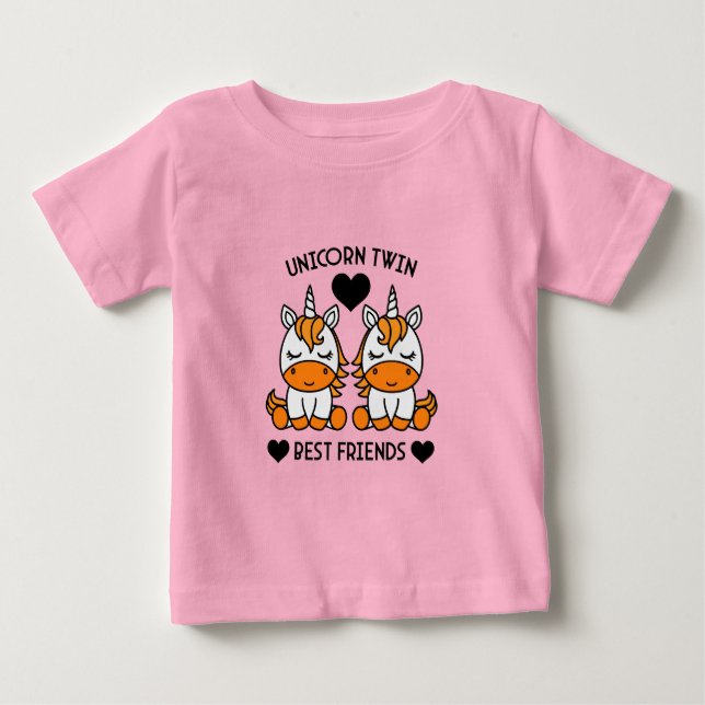 Enhörning Tvilling Syskon  T Shirt (Framsida)