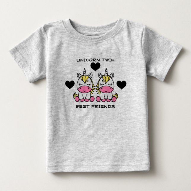 Enhörning Tvilling Syskon T Shirt (Framsida)