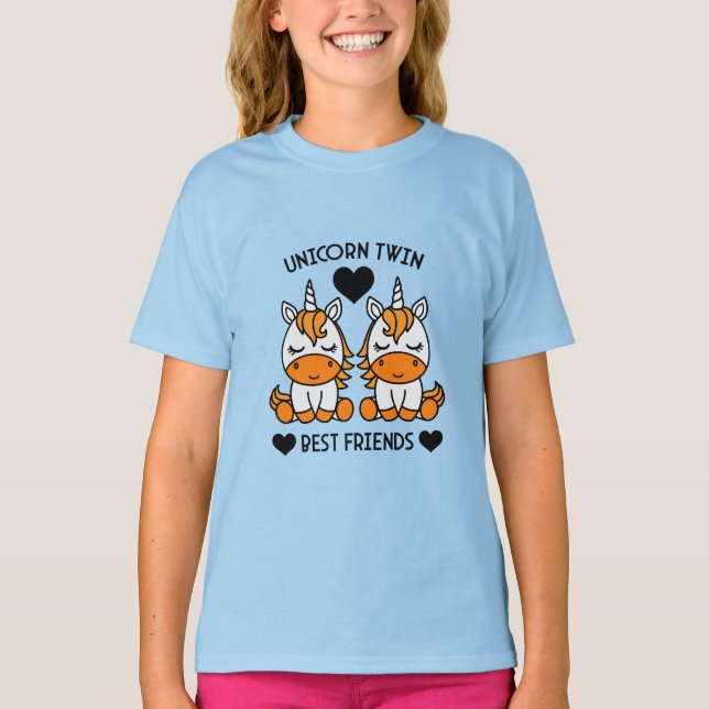 Enhörning Tvilling Syskon  T Shirt (Framsida)