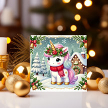 Enhörning vid en festlig vinterstygga