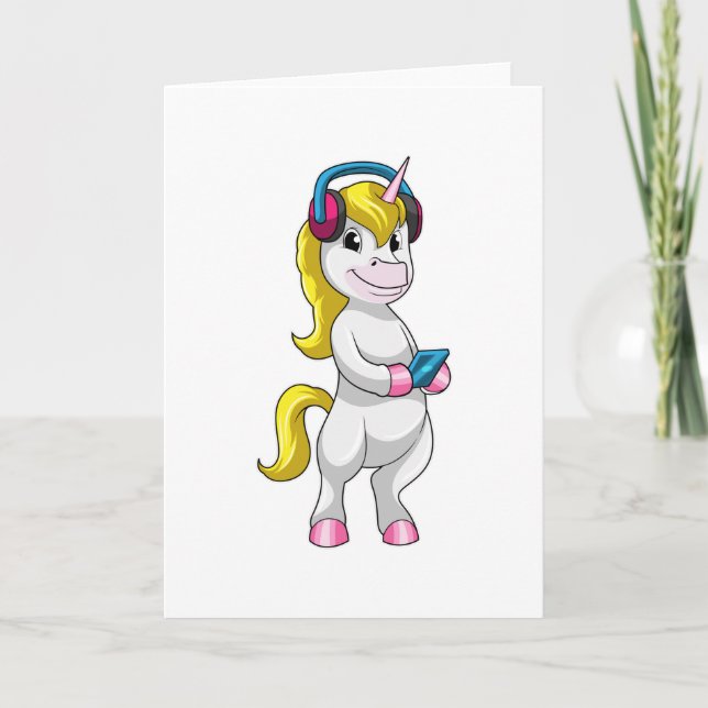 Enhörning vid Lyssna på musik med hörlurar Kort (Framsida)