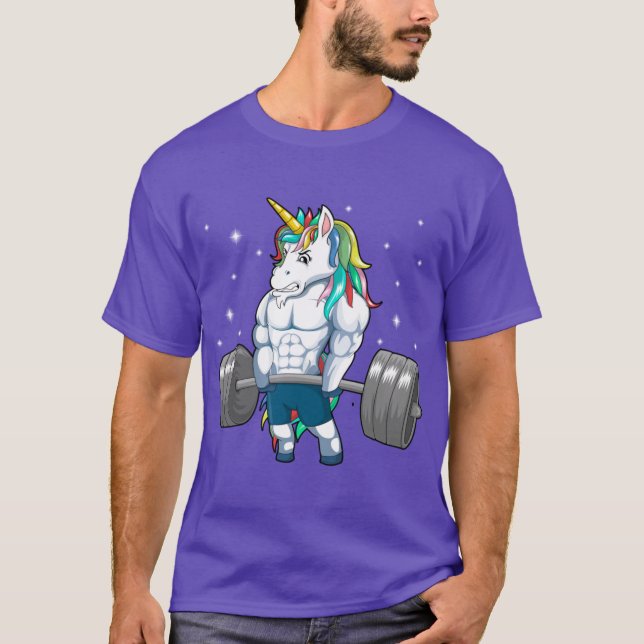 Enhörning Viktlyftningströja retro T Shirt (Framsida)