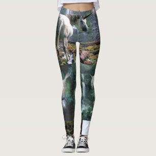 enhörning vit långa leggings vilda djur