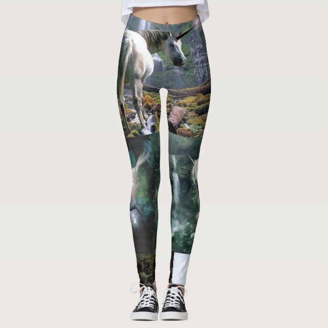 enhörning vit långa leggings vilda djur (Framsida)