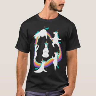 Enhörning Yoga Solhälsning Poser Regnbåge Meme  T Shirt