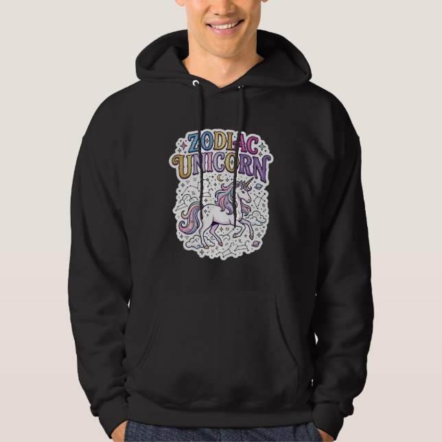 Enhörning Zodiac Enhörning Premium Vector Marknads Hoodie (Framsida)