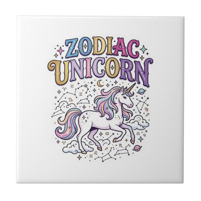 Enhörning Zodiac Enhörning Premium Vector Marknads Kakelplatta (Framsidan)