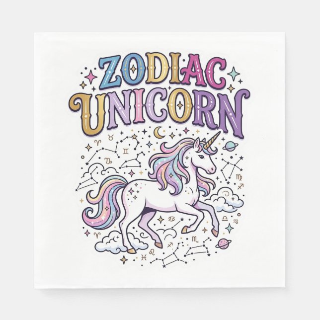 Enhörning Zodiac Enhörning Premium Vector Marknads Pappersservett (Framsidan)