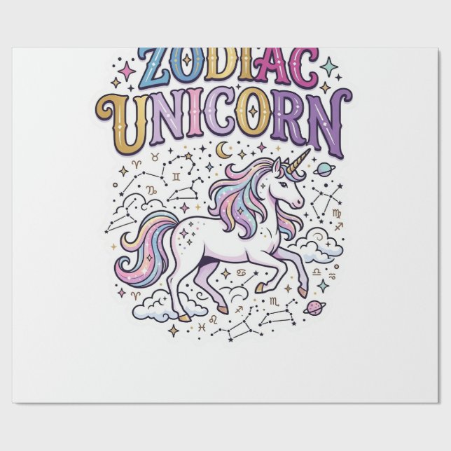 Enhörning Zodiac Enhörning Premium Vector Marknads Presentpapper (Platt)