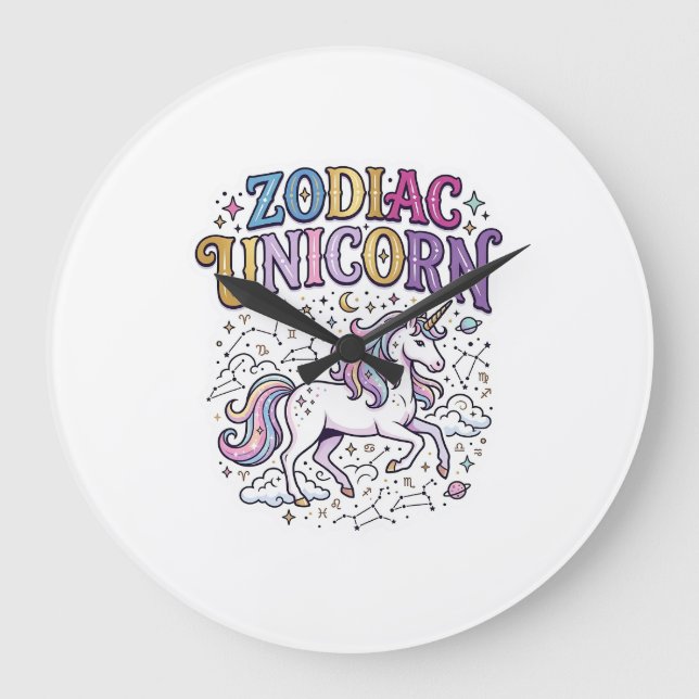 Enhörning Zodiac Enhörning Premium Vector Marknads Stor Klocka (Framsida)