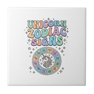 Enhörning Zodiak Tecken Kawaii Vektor Design_1 Kakelplatta