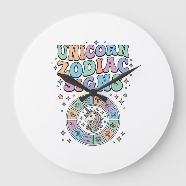 Enhörning Zodiak Tecken Kawaii Vektor Design_1 Stor Klocka (Framsida)